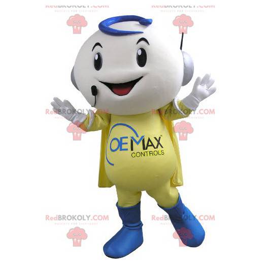 Telefoon operator lachende sneeuwpop mascotte - Redbrokoly.com