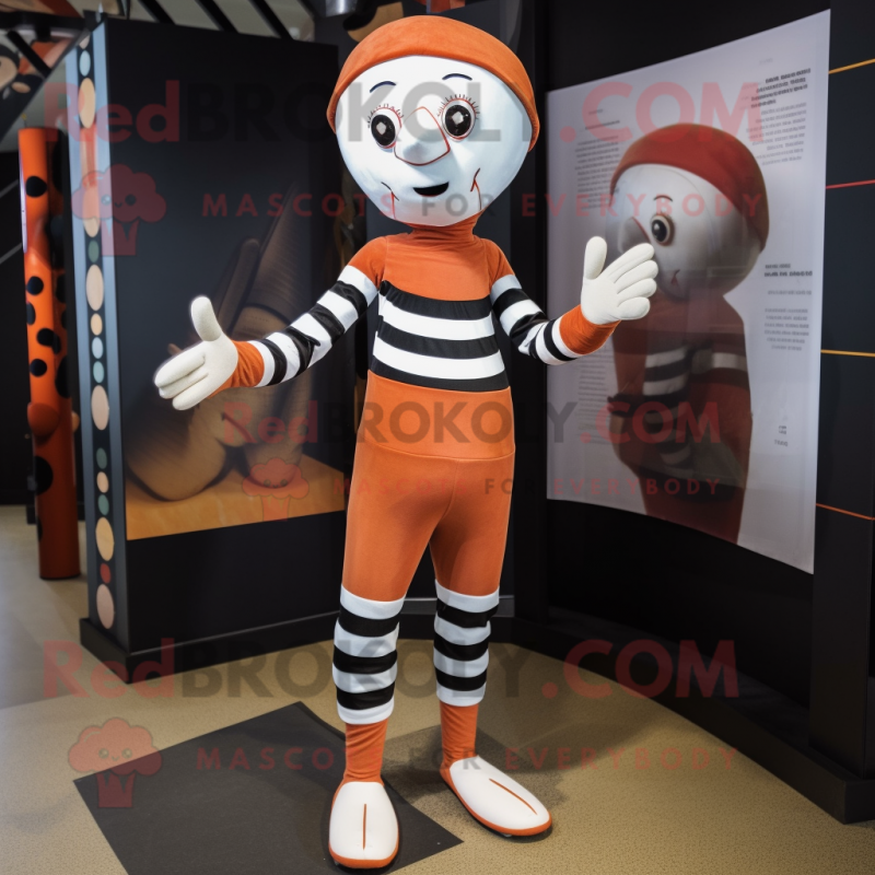 Rust Mime mascot costume character dressed with a Leggings and Wraps