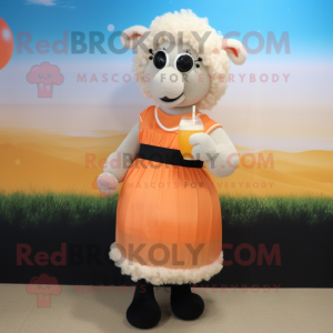 Peach Suffolk Sheep maskot...