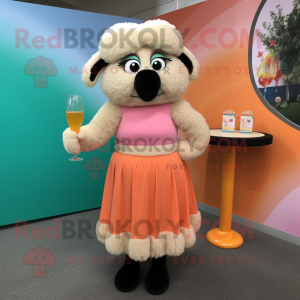 Peach Suffolk Sheep maskot...