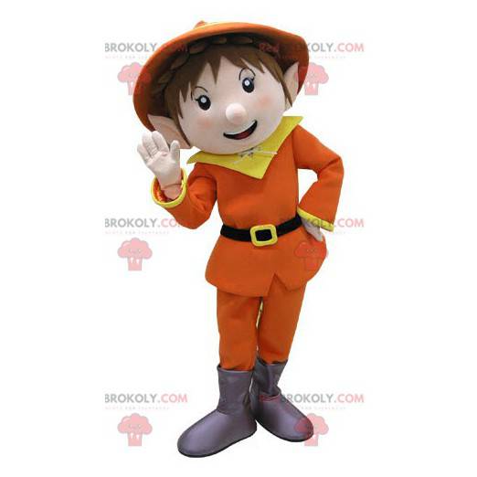 Leprechaun mascot dressed in orange and yellow - Redbrokoly.com