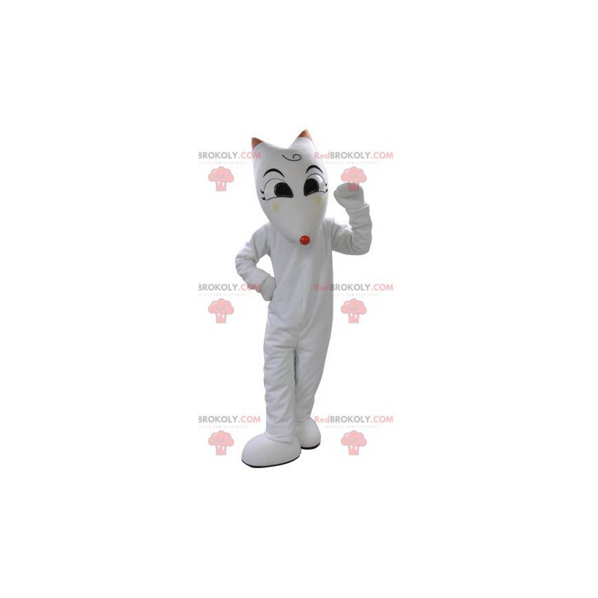 Hvid kat maskot. Hvid ulv maskot - Redbrokoly.com