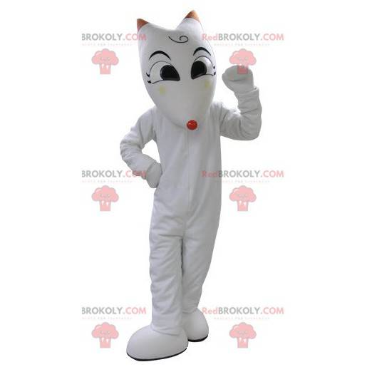 Hvid kat maskot. Hvid ulv maskot - Redbrokoly.com