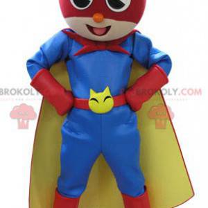 Gato mascote com roupa colorida de super-herói - Redbrokoly.com