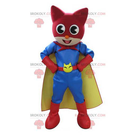 Kat mascotte in kleurrijke superheld outfit - Redbrokoly.com