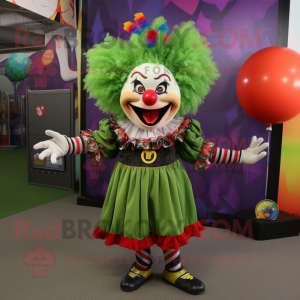 Olive Evil Clown mascot costume character dressed with a Mini Skirt and Keychains