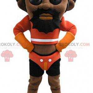 Mascota del hombre afroamericano en traje de luchador -