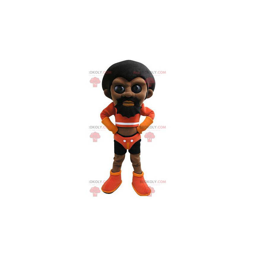 Mascotte d'homme afro-américain en tenue de catcheur -