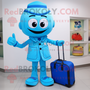 Sky Blue Doctor mascot costume character dressed with a Sheath Dress and Wallets