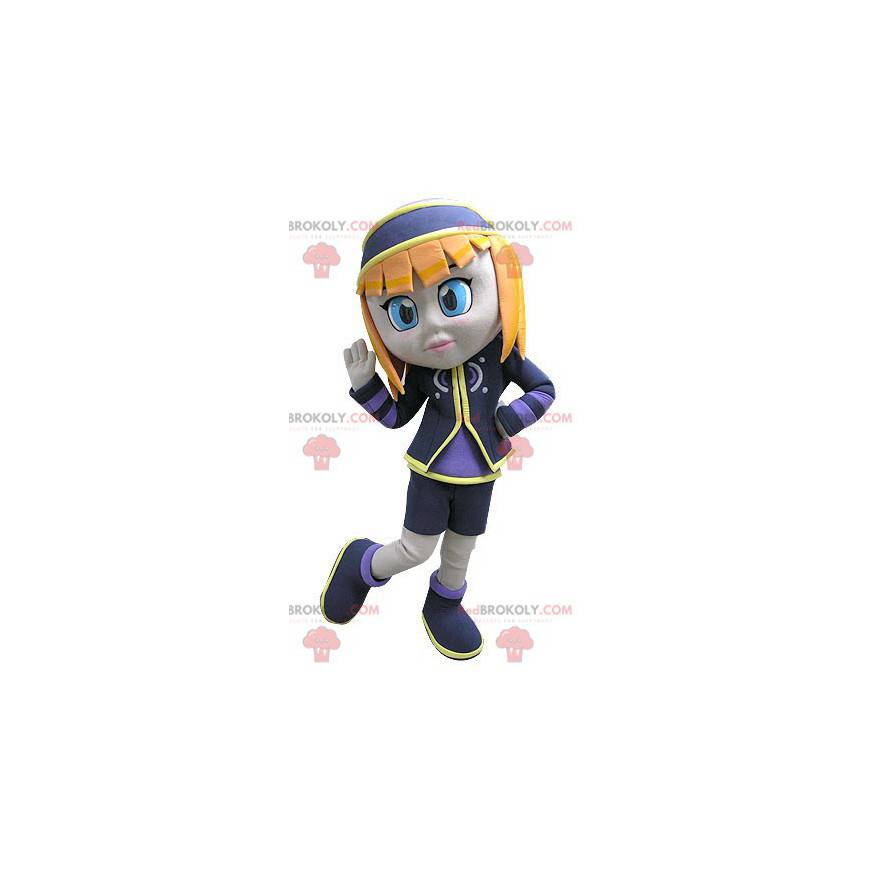 Mascot pretty redhead girl dressed in blue and purple - Mascot pretty redhead girl dressed in blue and purple -