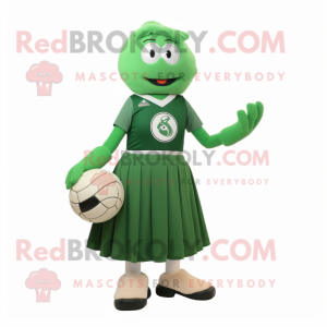 Forest Green Handball Ball mascot costume character dressed with a Empire Waist Dress and Mittens