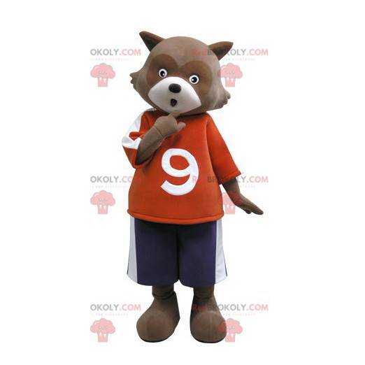 Brown and white bear mascot. Raccoon mascot - Redbrokoly.com