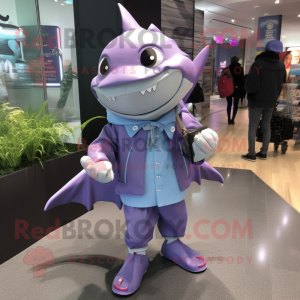 Lavendel Shark maskot drakt...