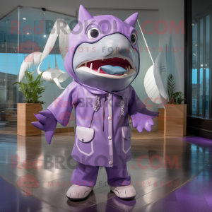 Lavendel Shark maskot drakt...