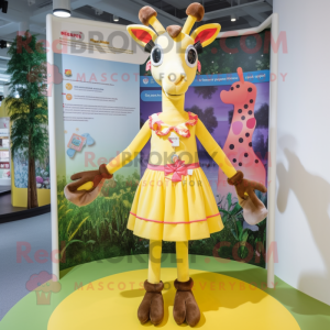 nan Giraffe mascot costume character dressed with a Shift Dress and Anklets