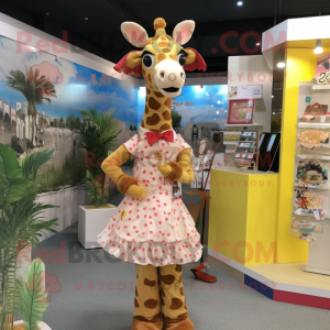 nan Giraffe mascot costume character dressed with a Shift Dress and Anklets