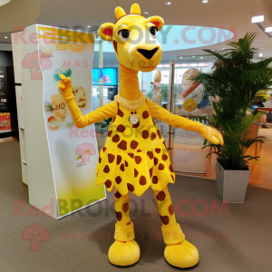 nan Giraffe mascot costume character dressed with a Shift Dress and Anklets