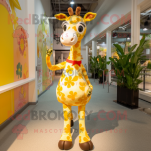 nan Giraffe mascot costume character dressed with a Shift Dress and Anklets