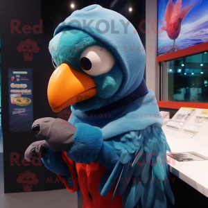 nan Parrot mascot costume character dressed with a Hoodie and Gloves