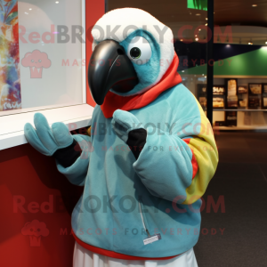 nan Parrot mascot costume character dressed with a Hoodie and Gloves