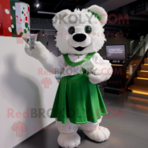 White Irish Flag mascot costume character dressed with a Cocktail Dress and Mittens