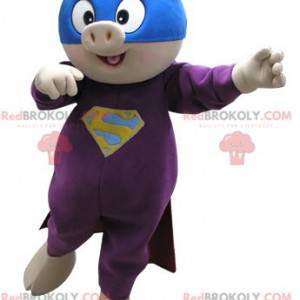 Pig mascot dressed as a super hero - Redbrokoly.com