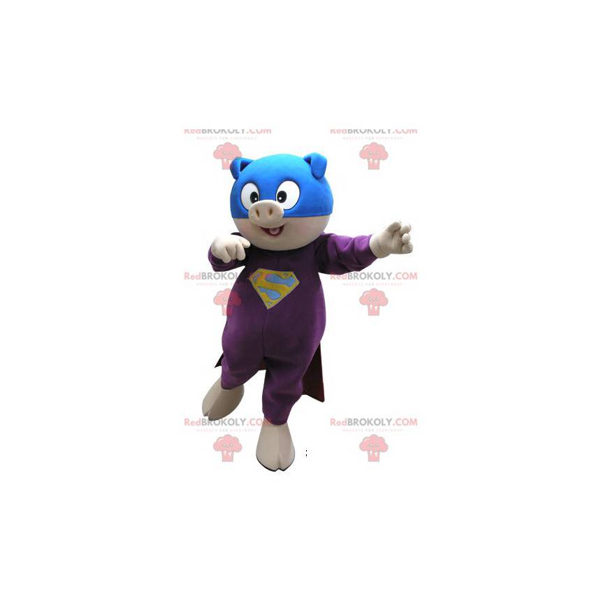 Mascotte di maiale vestita da super eroe - Redbrokoly.com Mascotte di maiale vestita da super eroe - Redbrokoly.com
