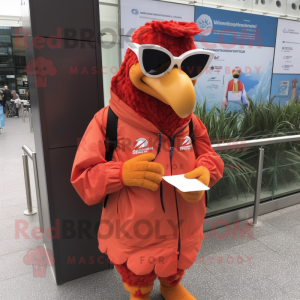 nan Tandoori Chicken mascot costume character dressed with a Windbreaker and Reading glasses