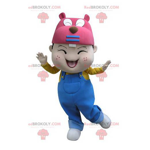 Menino mascote com cabeça de castor - Redbrokoly.com