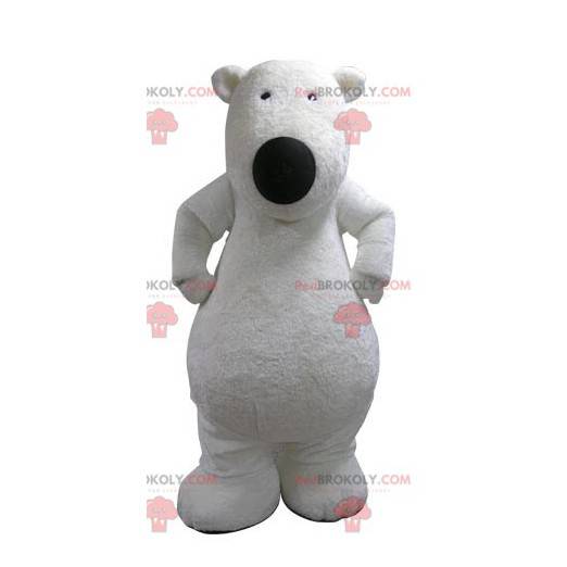 Mascotte d'ours blanc doux et poilu. Mascotte de nounours -