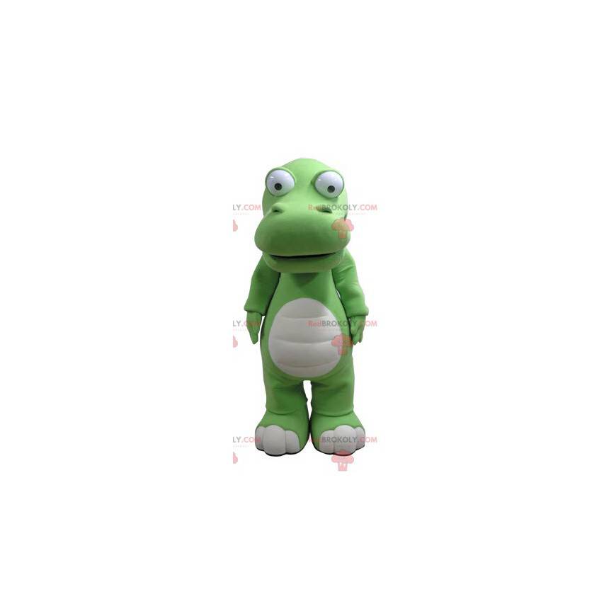 Mascote gigante crocodilo verde e branco - Redbrokoly.com