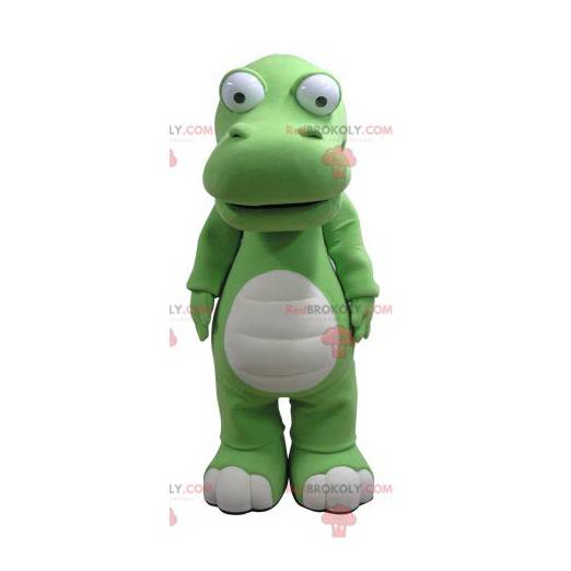 Kæmpe grøn og hvid krokodille maskot - Redbrokoly.com