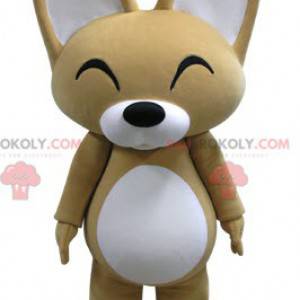 Mascot zorro beige y blanco con orejas grandes - Redbrokoly.com