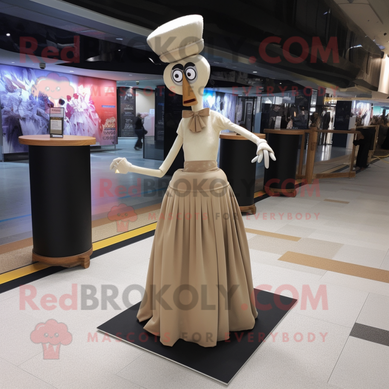 Beige Stilt Walker mascot costume character dressed with a Wrap Skirt and Shoe clips Beige Stilt Walker mascot costume character dressed with a Wrap Skirt and Shoe clips