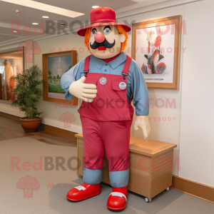 Red Clown mascot costume character dressed with a Cargo Shorts and Hats