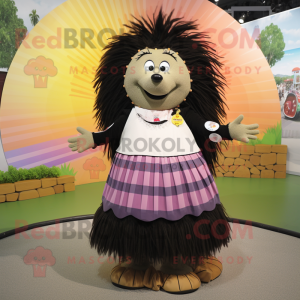 nan Porcupine mascot costume character dressed with a Maxi Skirt and Earrings