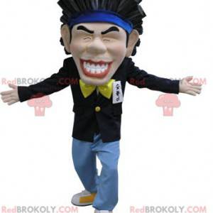 Mascote japonesa sorrindo com cabelo castanho - Redbrokoly.com