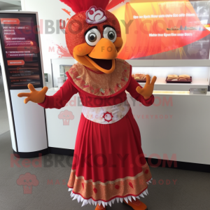 nan Tandoori Chicken mascot costume character dressed with a A-Line Skirt and Bracelets