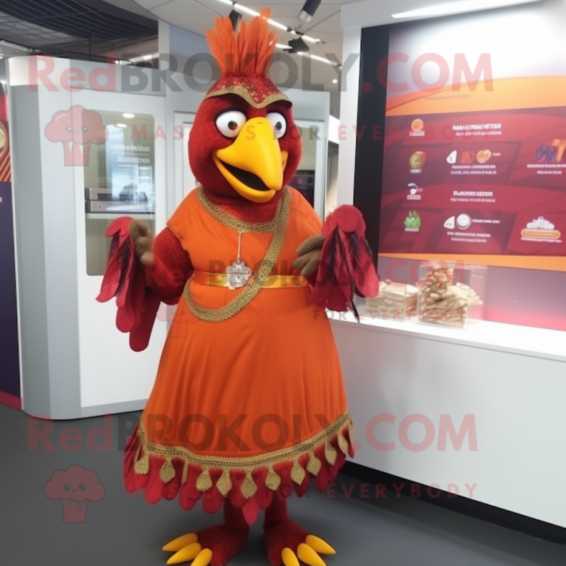 nan Tandoori Chicken mascot costume character dressed with a A-Line Skirt and Bracelets