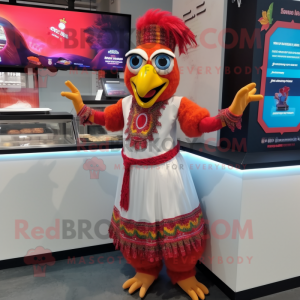 nan Tandoori Chicken mascot costume character dressed with a A-Line Skirt and Bracelets