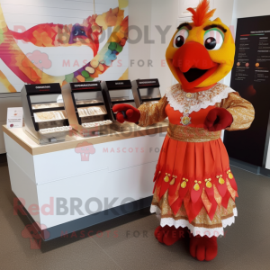 nan Tandoori Chicken mascot costume character dressed with a A-Line Skirt and Bracelets