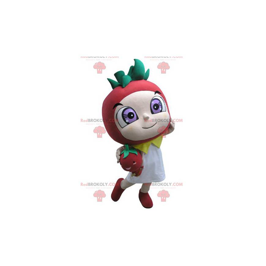 Mascota de fresa roja y verde - Redbrokoly.com Mascota de fresa roja y verde - Redbrokoly.com