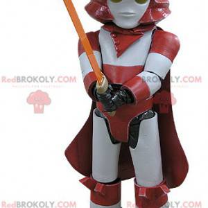 Mascota Darth Vader. Mascota robot rojo y blanco -