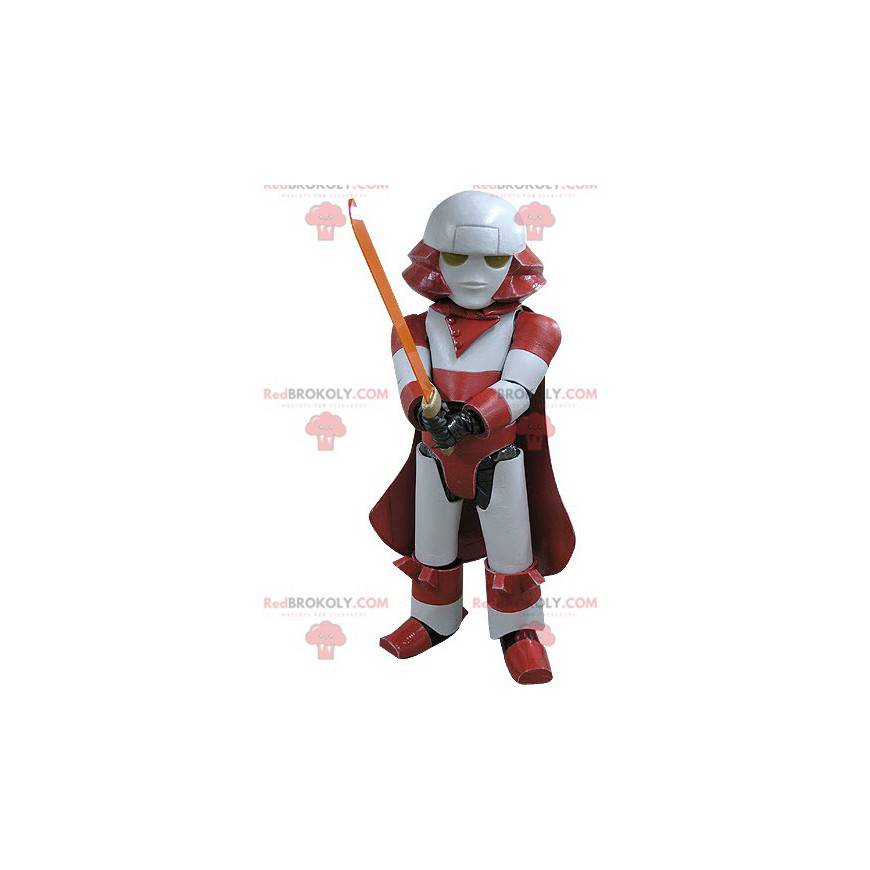 Mascota Darth Vader. Mascota robot rojo y blanco -