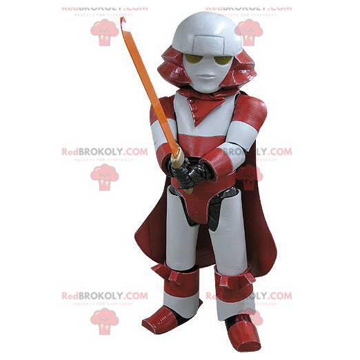 Mascote Darth Vader. Mascote robô vermelho e branco -