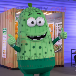 Tan Cucumber mascot costume character dressed with a Mom Jeans and Smartwatches