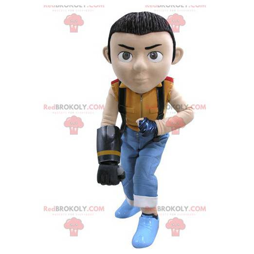 Mascotte ragazzo marrone in abito colorato - Redbrokoly.com