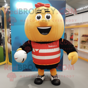 nan Squash mascot costume character dressed with a Rugby Shirt and Belts