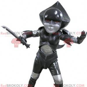 Futuristic fighter black and gray mascot - Redbrokoly.com