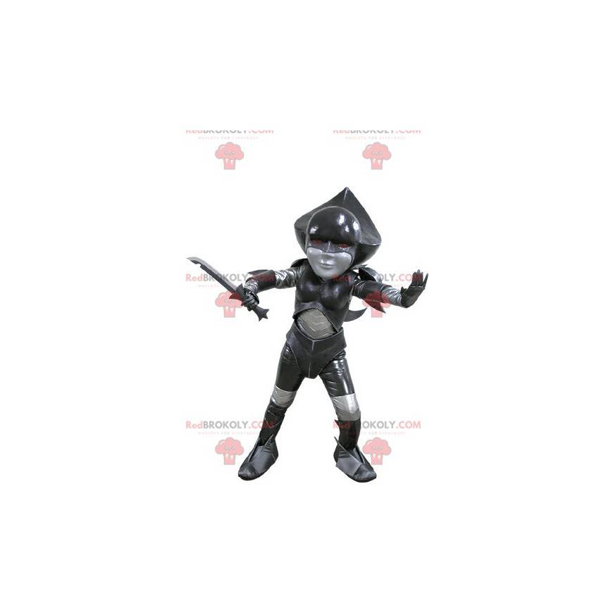 Mascotte futuristico combattente nero e grigio - Redbrokoly.com